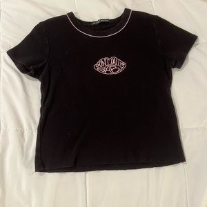 Brandy Melville ‘Don’t call me baby’ black cropped t-shirt